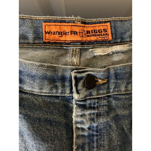 WRANGLER FR‎ Jeans Men’s Sz 38 x 32 Distressed Torn Frayed Flame Resistan… - Picture 5 of 12